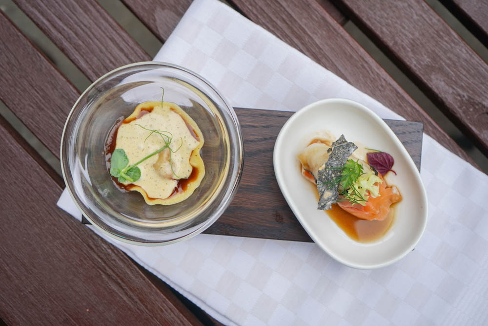 Restaurant Florhof, Zürich - Amuse, Tortellini, Lachs